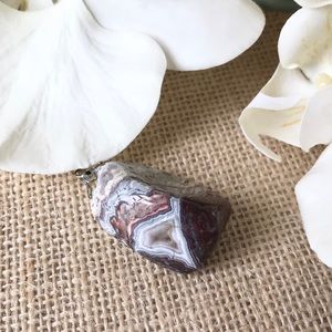 Scottish Agate Tumbled Nugget Geode Pendant Purple